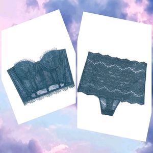VS Lingerie Set Lace Bustier 34d High Waist Thong